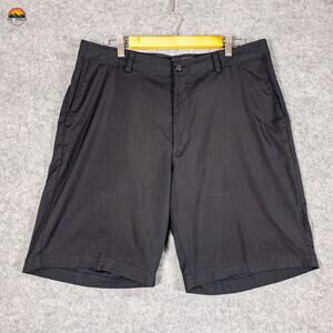 PGA Tour Chino Shorts Black Flat Front Slash Pockets Men's Size 36